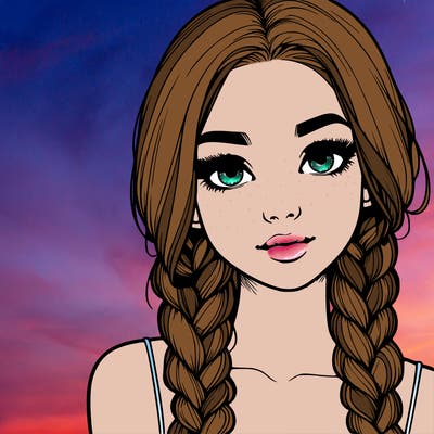 realistic girl with braids