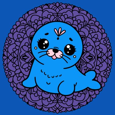 a cute baby seal mandala