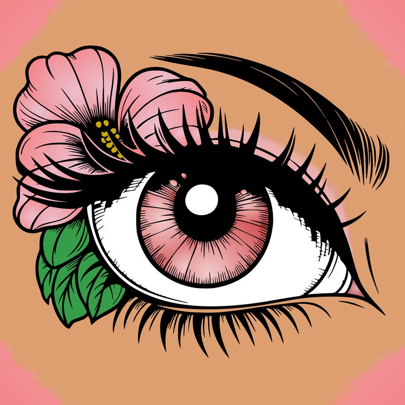 realistic eye with flower