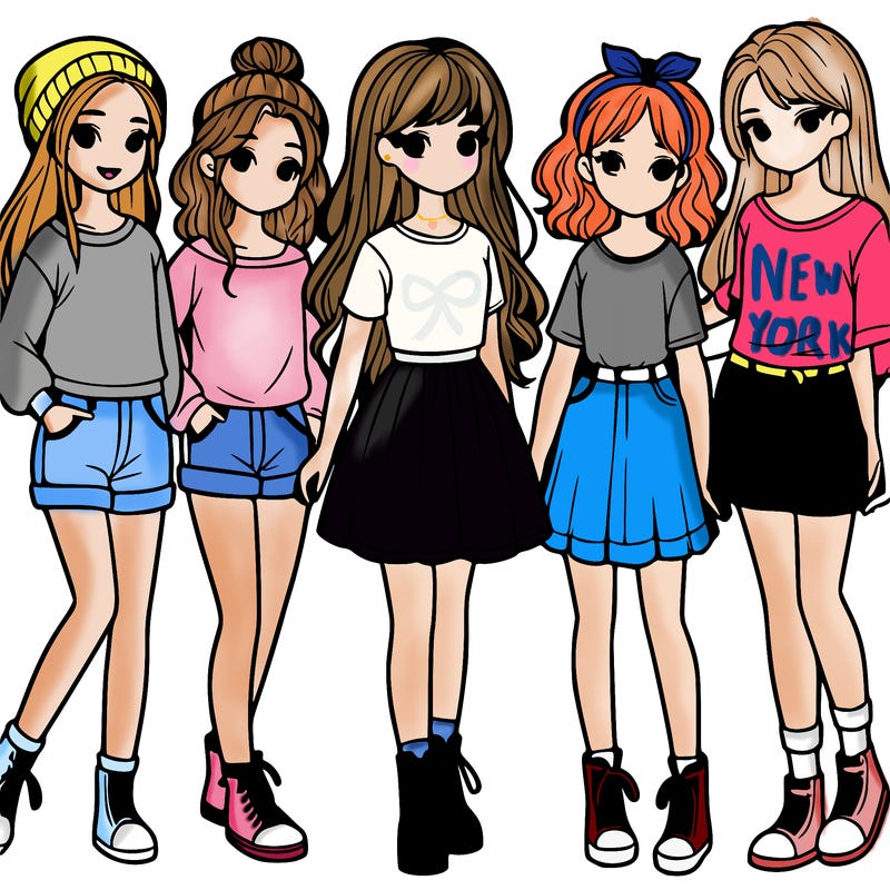 a group of five girls