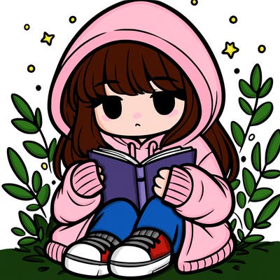 girl in oversized hoodie reading a book