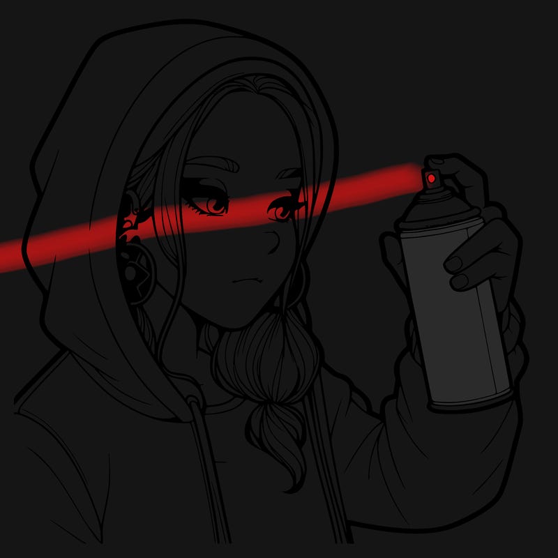 a realistic girl, spray painting