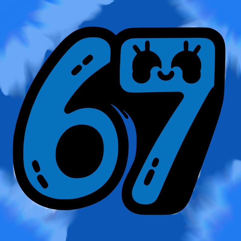 the numbers 67
