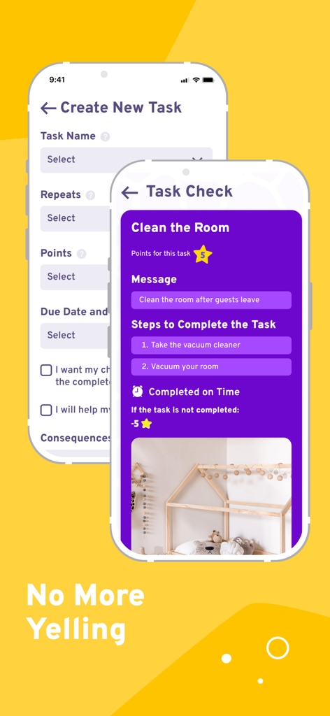 MyTurn: Kids Chore & Reward - MyTurn app screens showing chore task details and rewards to help parents manage household tasks without yelling