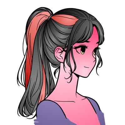 a realistic girl with a ponytail