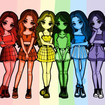 a group of girls realistic