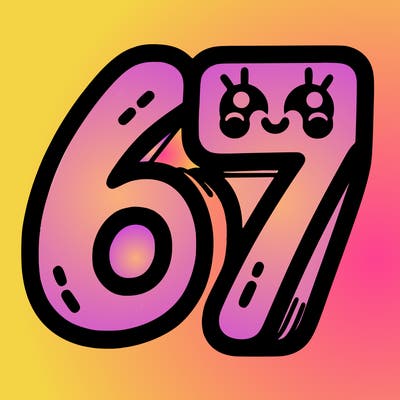 the numbers 67