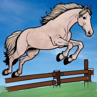 realistic horse jumping