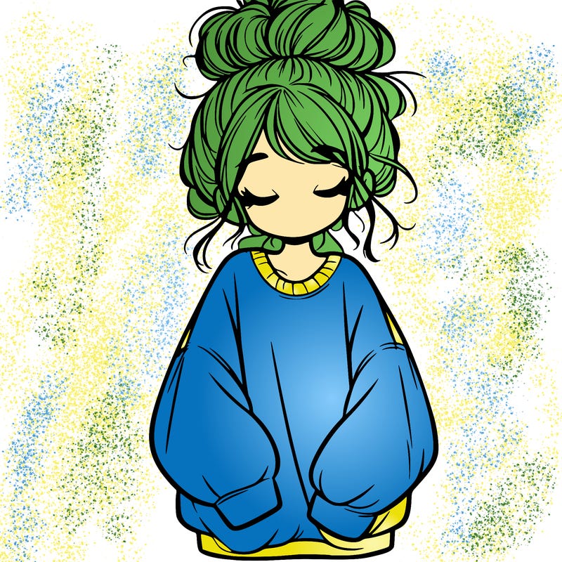 girl with baggy sweatshirt and messy bun