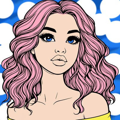 realistic girl with wavy hair and lips