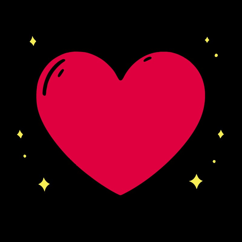 a blank heart with a line in the middle