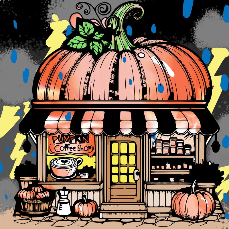 pumpkin coffee shop realistic