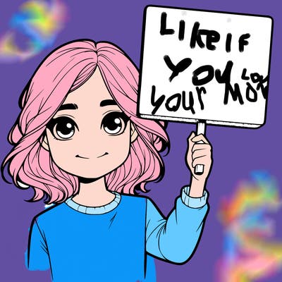 realistic girl holding up a sign