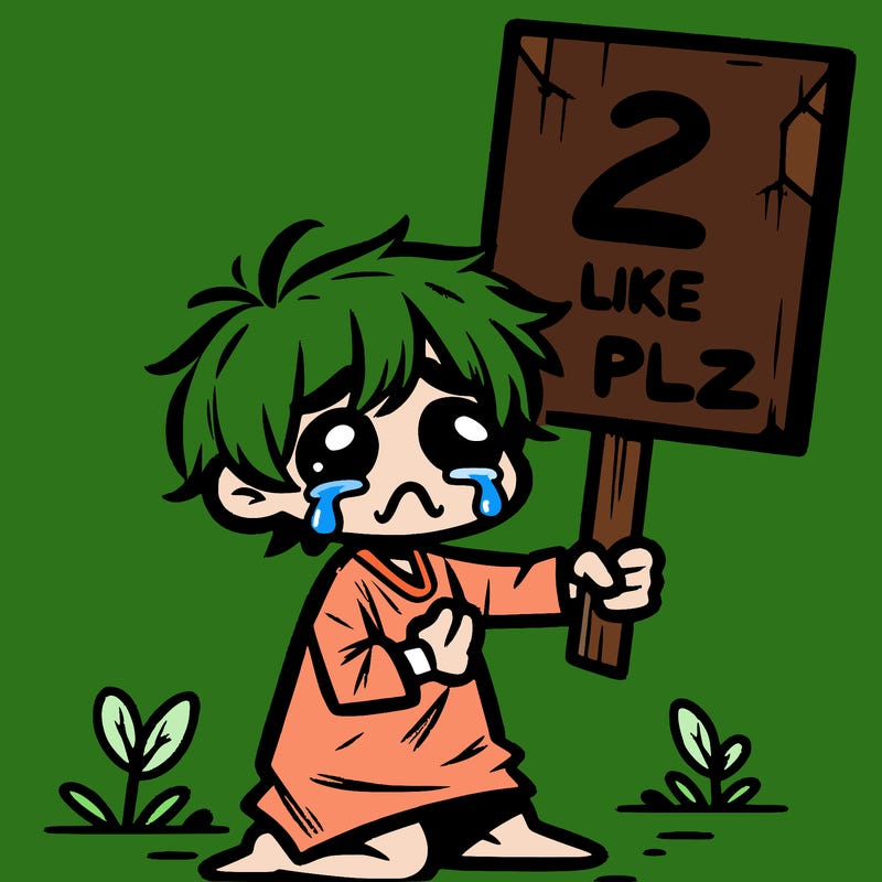 small poor toddler crying with sign that says 2 like plz