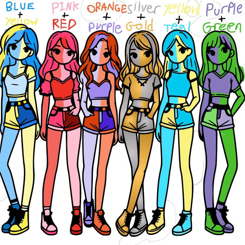 a group of girls wearing crop tops and shorts