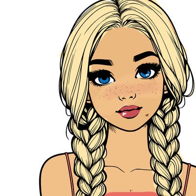 realistic girl with braids