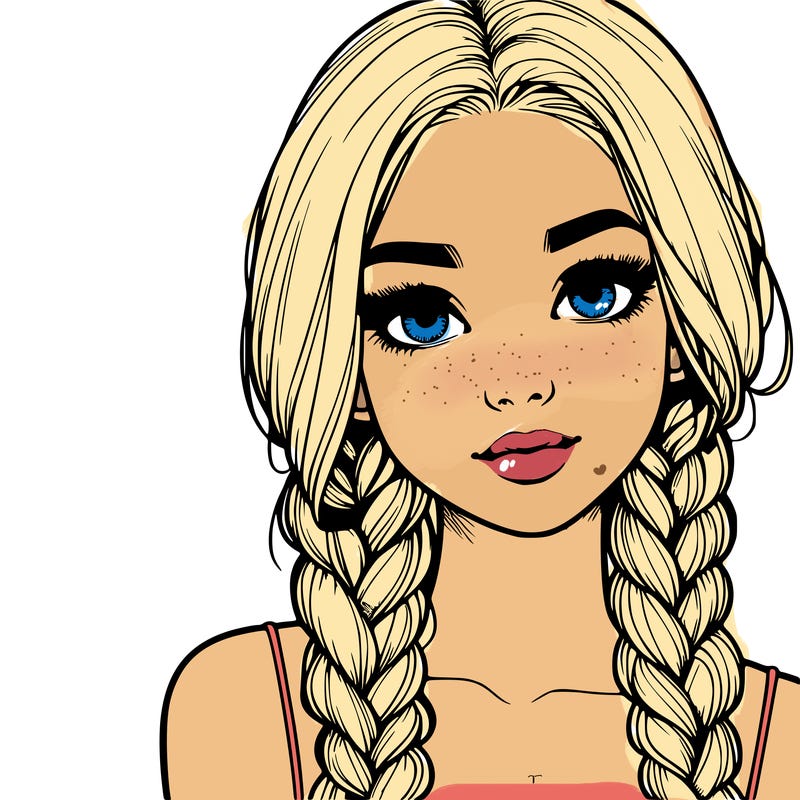 realistic girl with braids