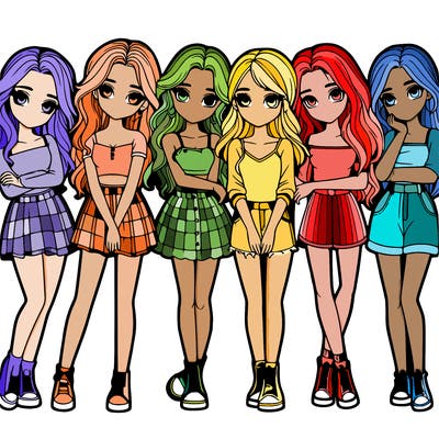 a group of girls realistic