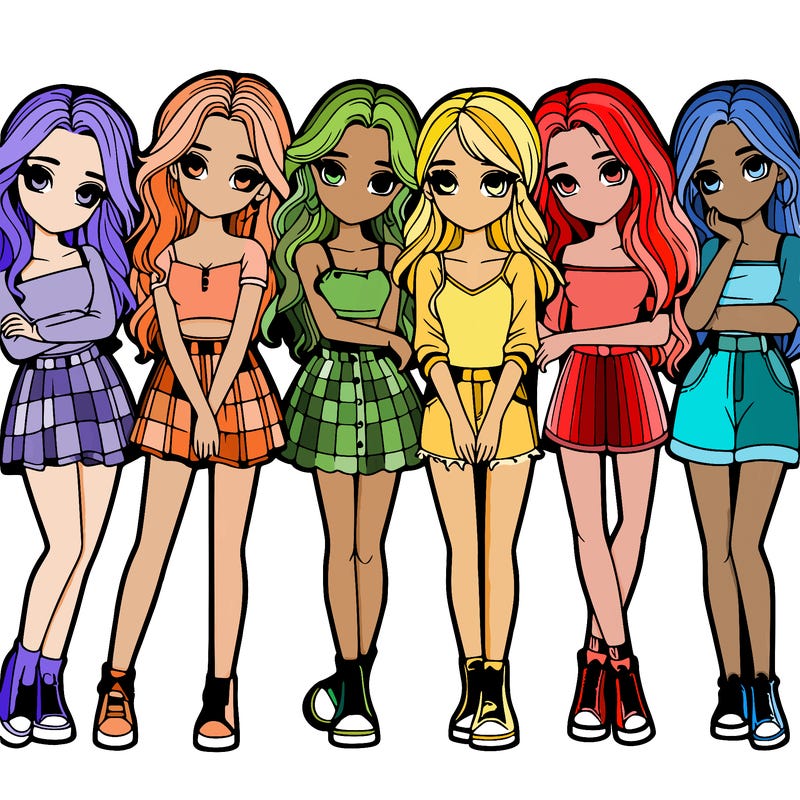 a group of girls realistic