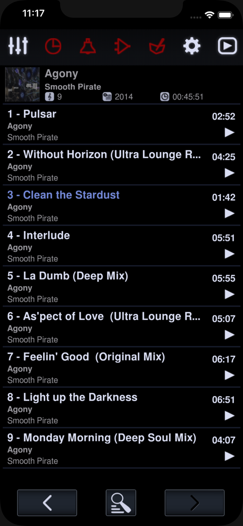 Neutron Music Player - Neutron Music Player album tracklist interface showing song titles and durations.