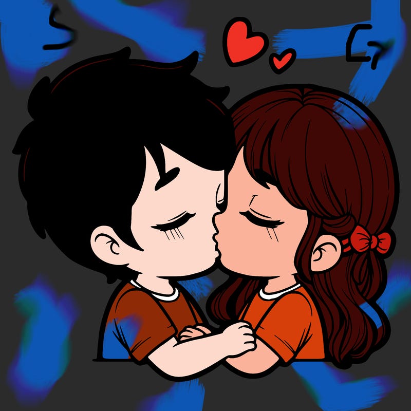 boy and girl kiss