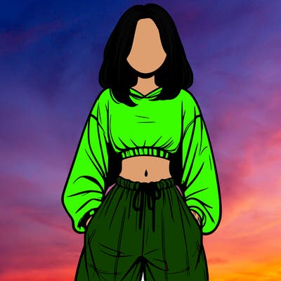 realistic girl faceless with baggy pants and a crop top