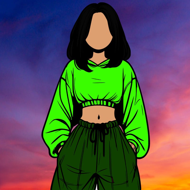 realistic girl faceless with baggy pants and a crop top