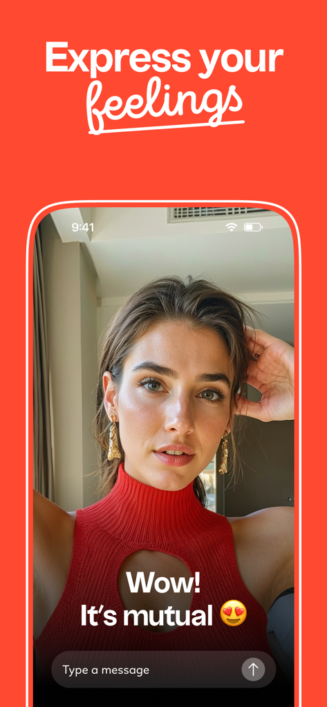 Kismia Dating - Meet Singles - Una notificación de coincidencia mutua en la interfaz de la app de citas Kismia