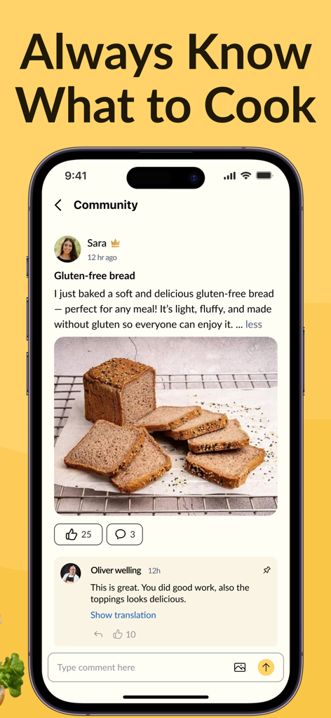 Olivers Gluten Free World - Una publicación de la comunidad en la aplicación Olivers Gluten Free World con pan casero sin gluten y un comentario del chef Oliver