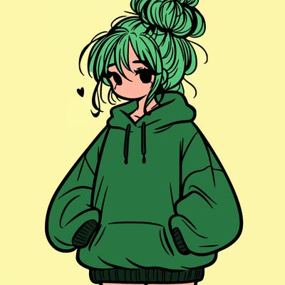 girl in baggy sweatshirt with messy bun