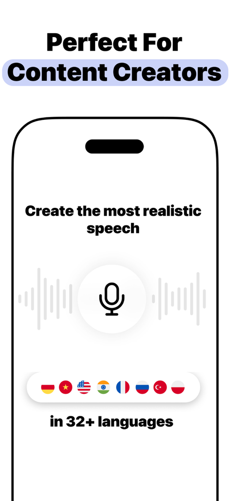 Labs AI : Text to Speech - コンテンツクリエイター向けのテキスト読み上げ機能と32以上の言語サポートを示すLabs AIアプリのインターフェース