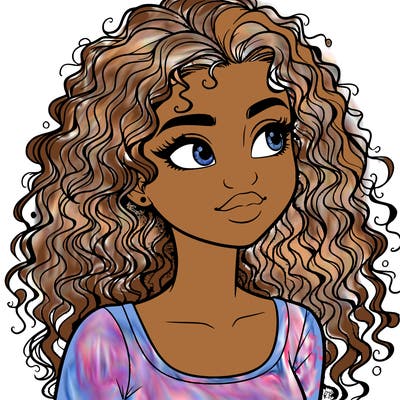 realistic girl with curly hair