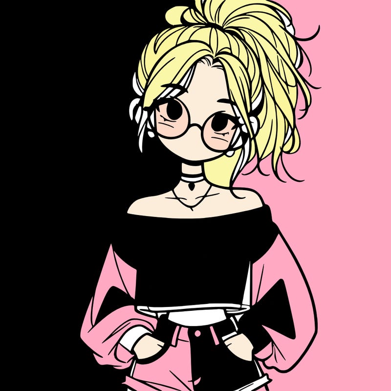 girl with a messy ponytail glasses a baggy crop top and jean shorts