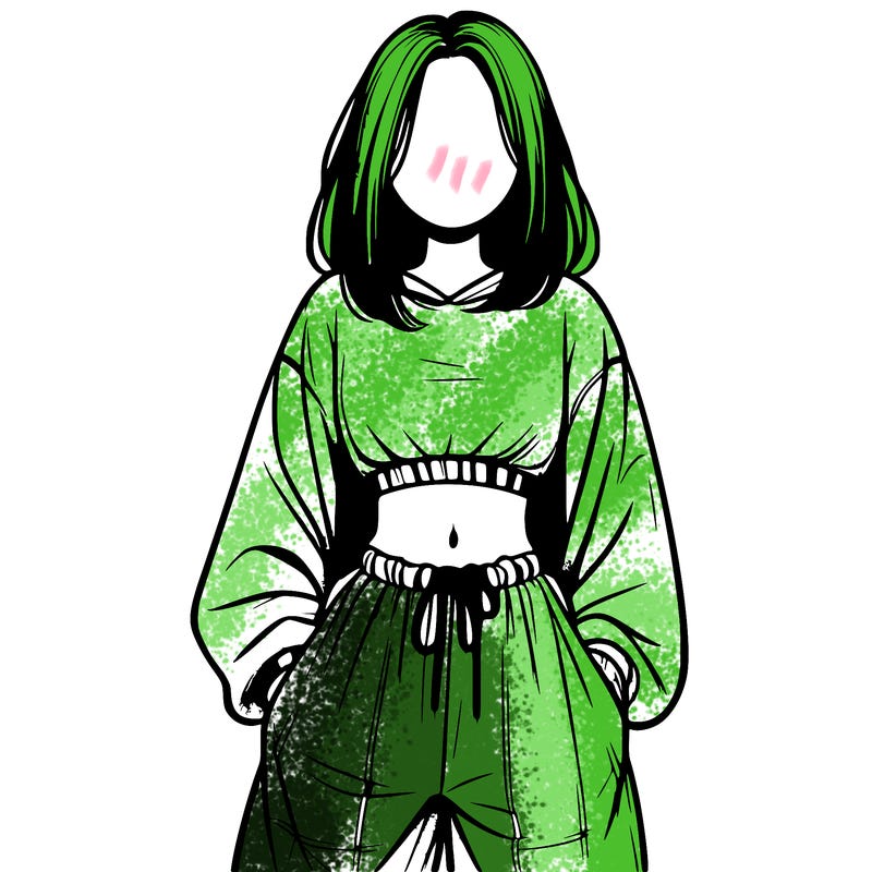 realistic girl faceless with baggy pants and a crop top