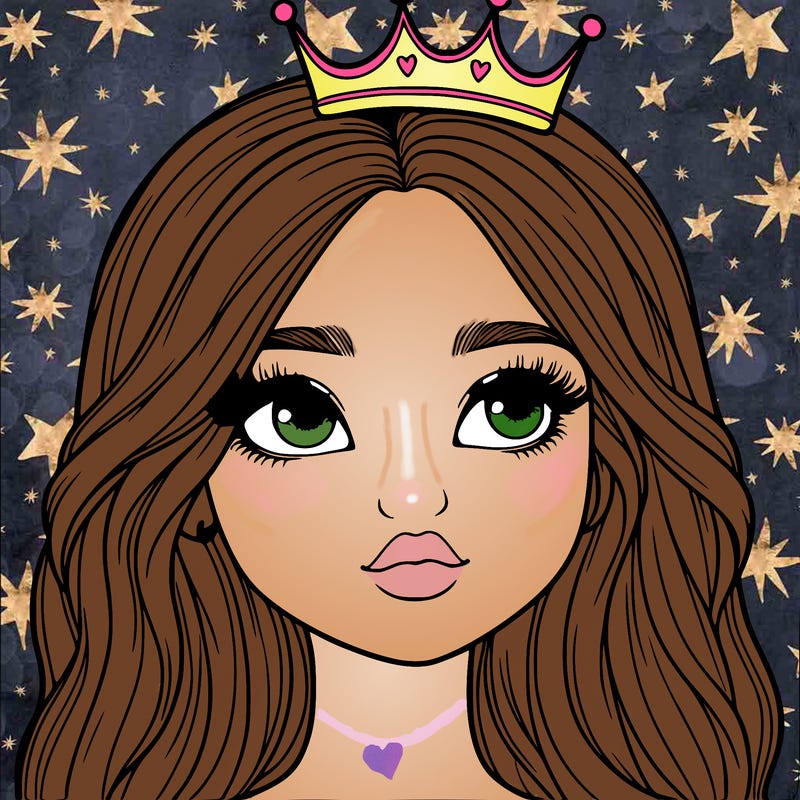 a realistic girl with a crown on