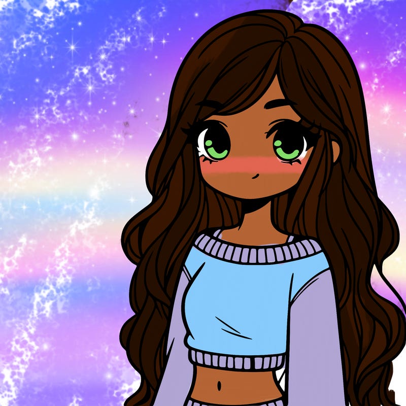 girl with long hair and a crop top with a sweater