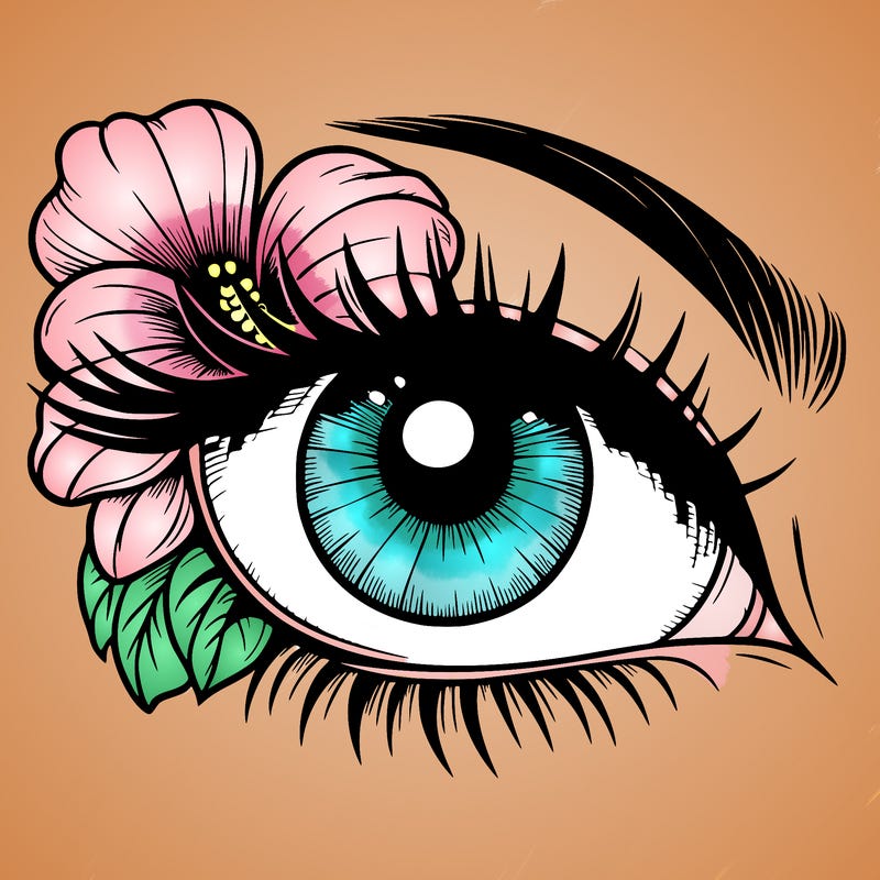 realistic eye with flower