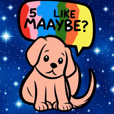 a puppy that says 5 like maybe