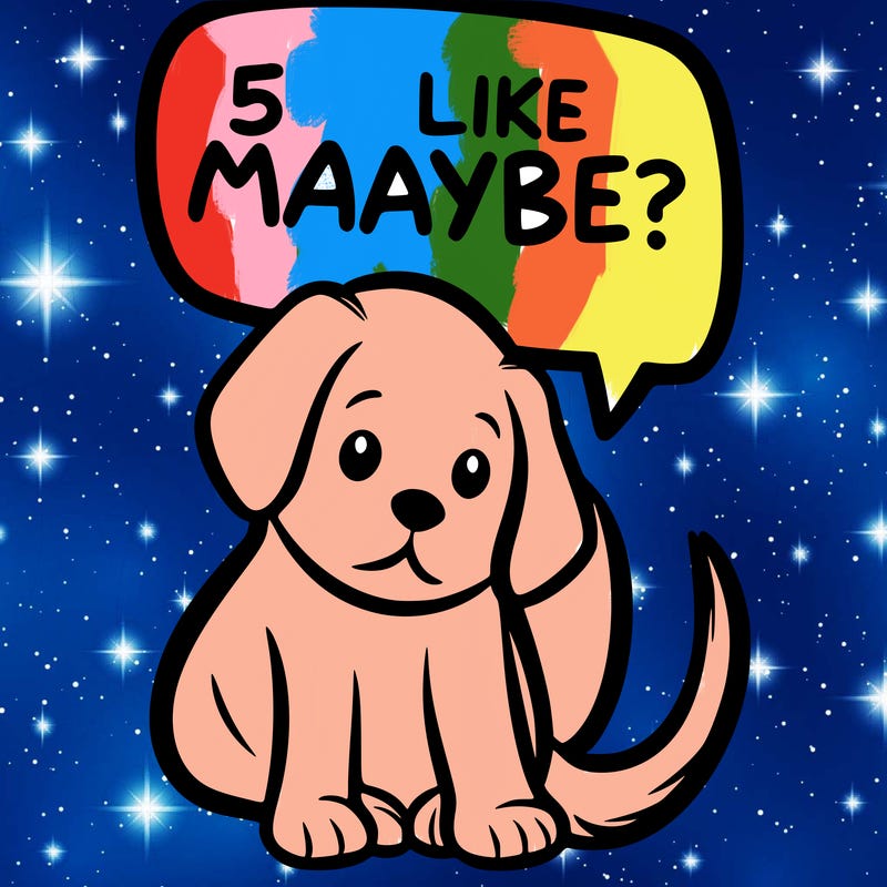 a puppy that says 5 like maybe