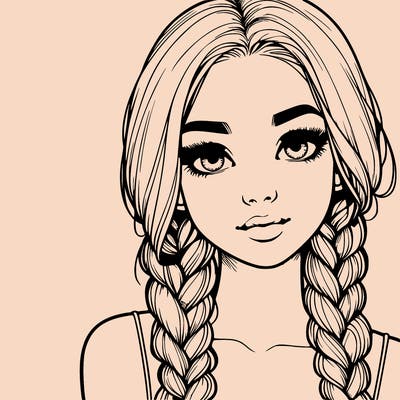 realistic girl with braids