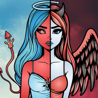 devil vs angel realistic girl