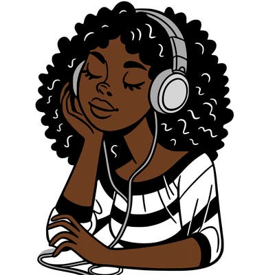 black woman listening to music