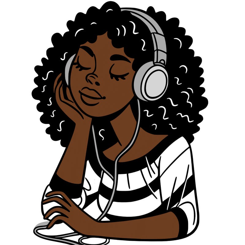 black woman listening to music