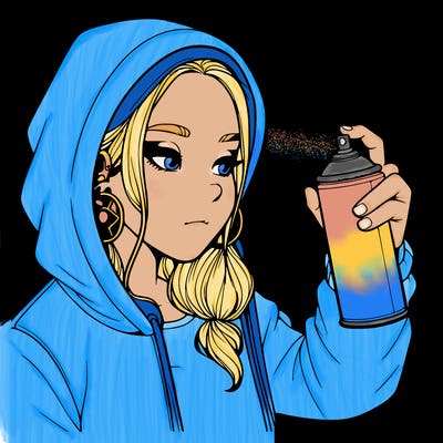 a realistic girl, spray painting