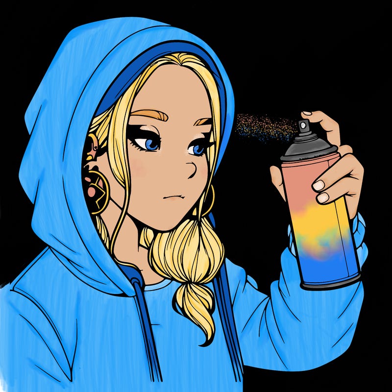 a realistic girl, spray painting