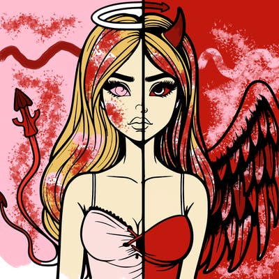 devil vs angel realistic girl