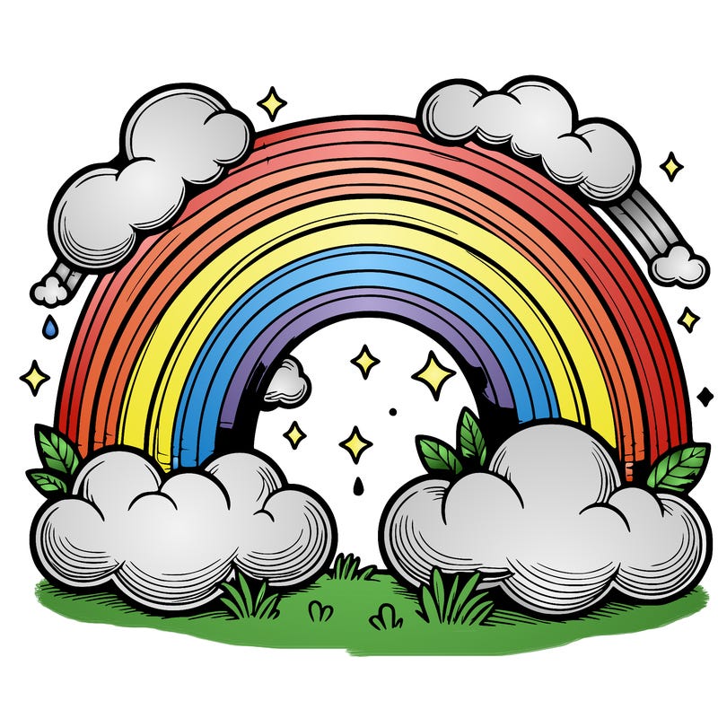 realistic rainbow and clouds