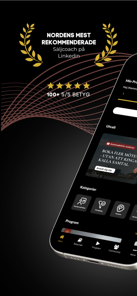 Angelo - Angelo app dashboard showing sales coaching categories and user ratings for entrepreneurs