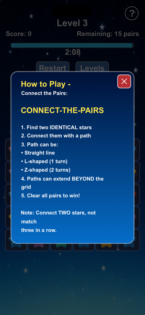 How to play instructions for the Star Twinkle mobile game