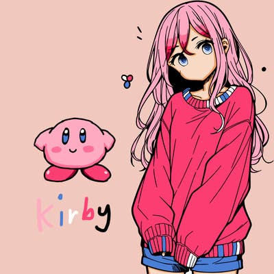 manga teen girl  in a sweater and baggy pants